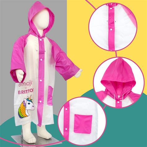 Capa De Chuva Infantil Menina Menino Capuz E Bolso Pvc Unicornio