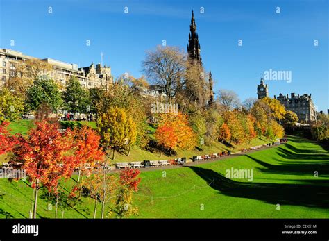 Autumn Colours In Princes Street Gardens Edinburgh Scotland Stock