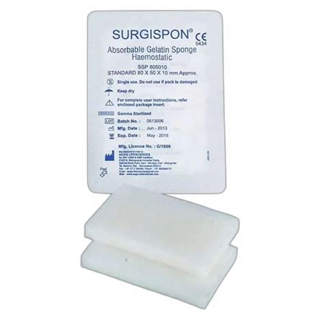 White 4 Ply Surgispon Absorbable Hemostatic Gelatin Sponge Sponge Size