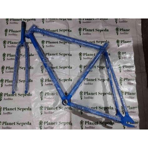 Jual Frame Set Fixie Lurus Lokal 700C Steel Besi Biru Muda Batangan