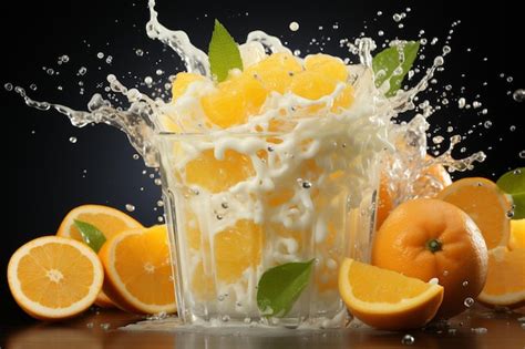 Premium AI Image | Fruits milk splash burst