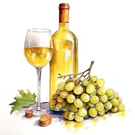 Premium AI Image | A painting of a bottle of wine and a glass of grapes.