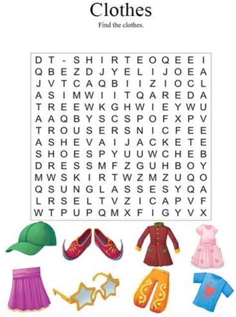 Clothes Wordsearch Worksheet English As A Second Language Esl