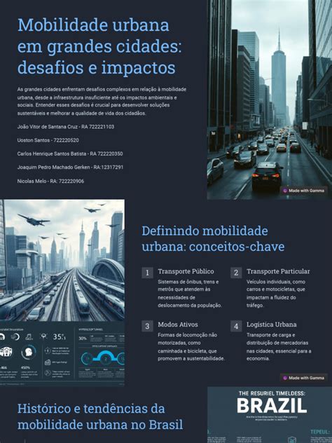 Quais Desafios As Cidades Brasileiras Enfrentam Em Mobilidade - Mobilidade Urbana em Grandes Cidades Desafios e Impactos | PDF