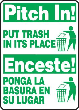 Pitch In Put Trash In Its Place Safety Sign SBMHSK903