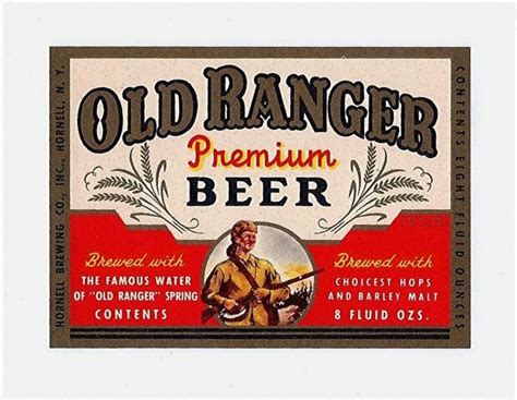 Old Ranger Premium Beer Bottle Label Hornell Brewing Ny Ebay