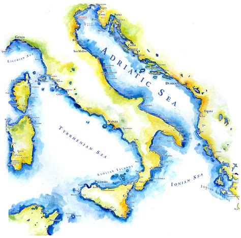 Map of the Adriatic Sea (Handpainted)