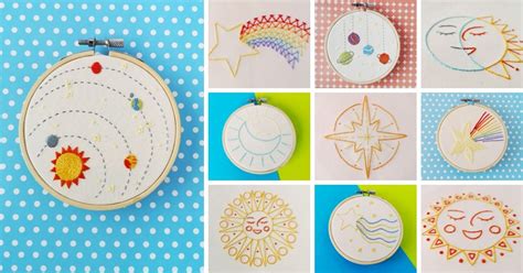 Space inspired hand embroidery patterns for beginners