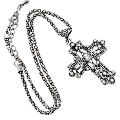 Cross Pendant Necklace Vintage Cross Necklace Rhinestone - Etsy