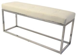 White Narrow Hallway Bench - Contemporary - Upholstered Benches - by ...