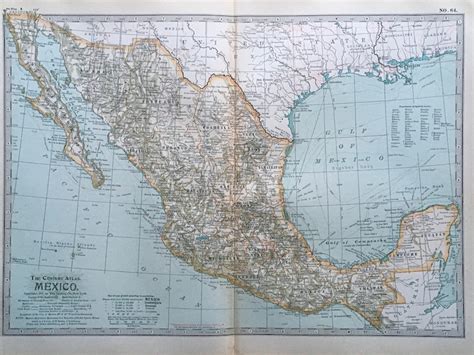 Antique Map Mexico Old World Map Century Atlas 1800s - Etsy