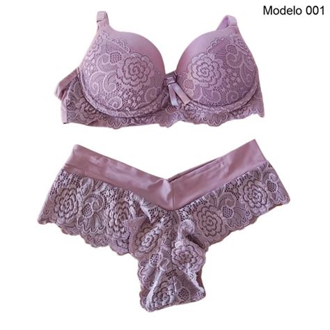 Lingerie Conjunto Renda Roxo Tam P Elo