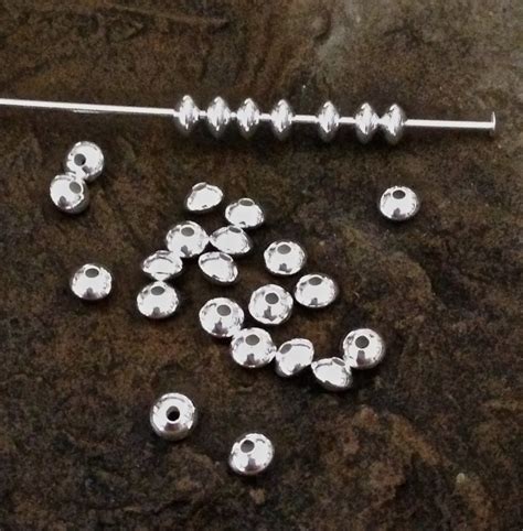 Sterling Silver Rondelle Spacer Beads Mm X Mm Tiny