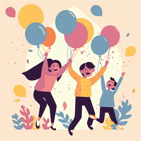 Happy Children with Balloons Vector Illustration. EPS10 22089250 Vector ...