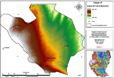 Digital Elevation Model (DEM) map of the study area. | Download ...