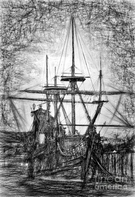 Black Pearl Ship Drawing Photograph by Crista Aldridge - Pixels