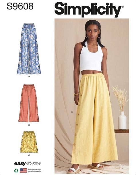 Wide Leg Pants Sewing Pattern Ideas Elastic Waisted