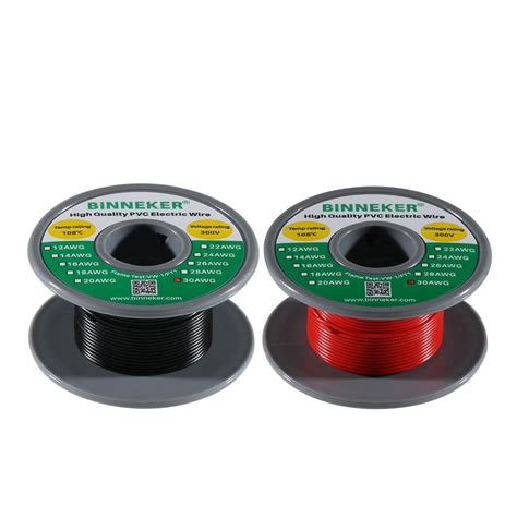 BINNEKER 30 Gauge PVC 1007 Solid Electric Wire Red 50 Ft And Black 50