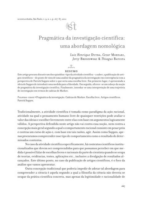 Pdf Pragmática Da Investigação Científica Uma Abordagem