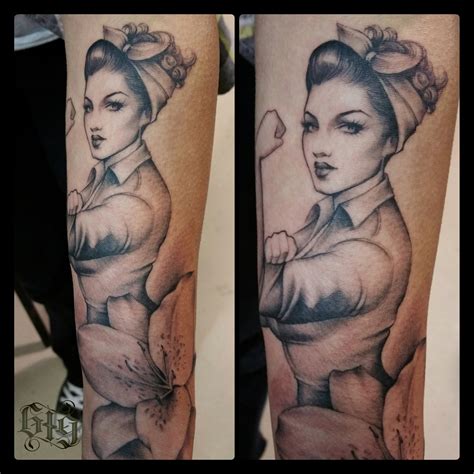 Traditional Rosie The Riveter Tattoo