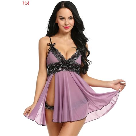 Sexy Women Sleepwear Spaghetti Strap Lingerie Sleep Dress Summer Lace