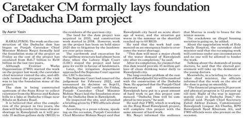 Dawn EPaper Dec 02 2023 Caretaker CM Formally Lays Foundation Of