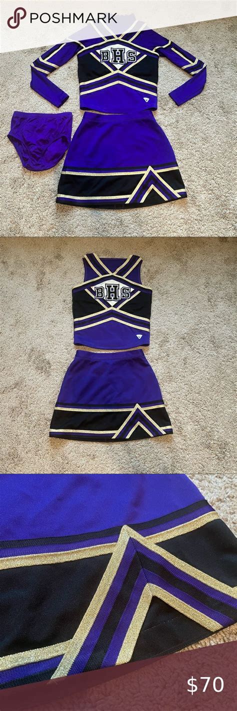 purple / gold / black Varsity real authentic high school cheerleading ...