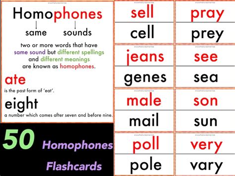 Homophones Flashcards Homophones Printable Worksheet Naplan Grade