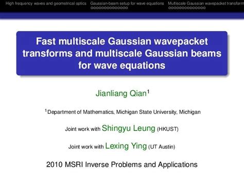 PDF Fast Multiscale Gaussian Wavepacket Transforms And Gunther