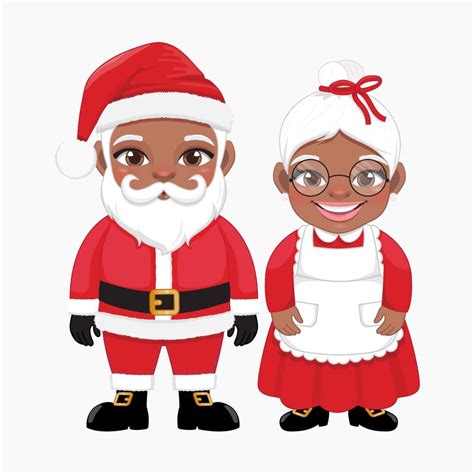 Black Santa and Mrs Claus standing in Christmas Festival Design Vector ...