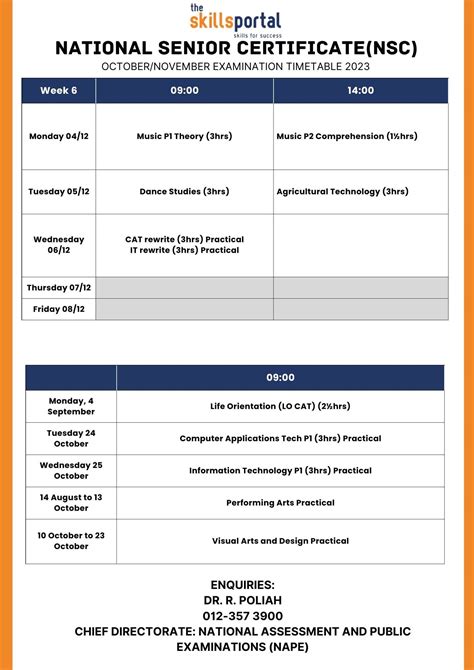 Matric Final Exam Timetable 2023