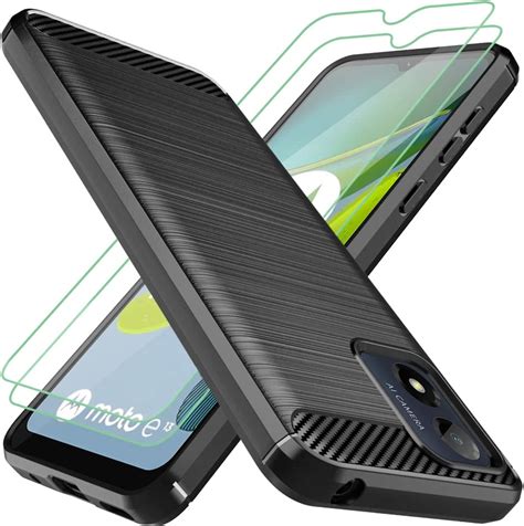 Osophter For Motorola Moto E13 Case With 2pcs Screen Protector Shock Absorption Flexible Tpu