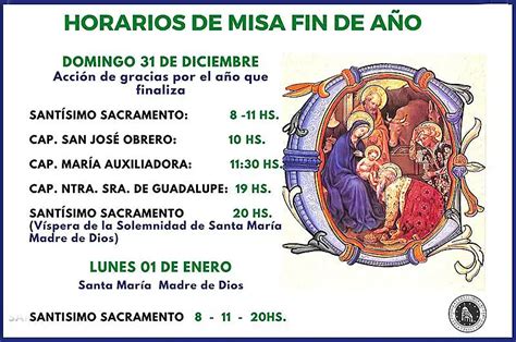 Misas para Navidad y Año Nuevo en la Parroquia del Santísimo Sacramento