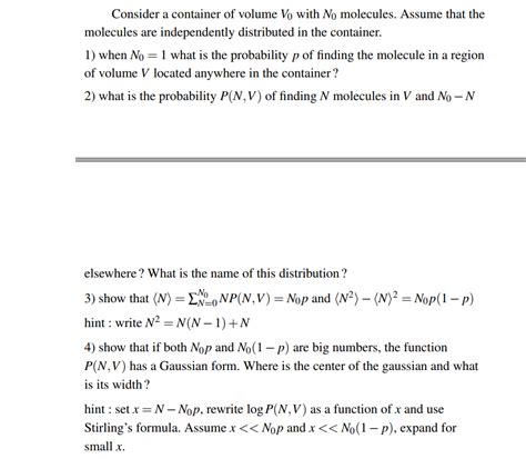 Solved Consider A Container Of Volume Vo With No Molecules