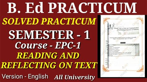 B Ed Sem Solved Practicum Course Epc Reading And Reflecting On