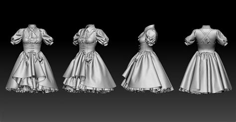 ArtStation Female Dress Marvelous Designer Clo3D Project File OBJ