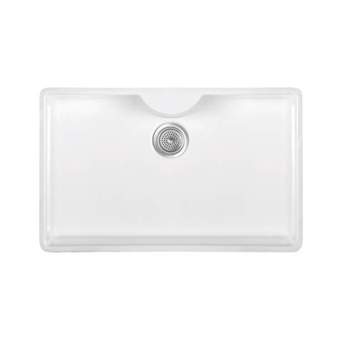 Thomas Denby Legacy Belfast 1 Bowl Gloss White Ceramic Kitchen Sink With Tap Ledge 595 X 450mm