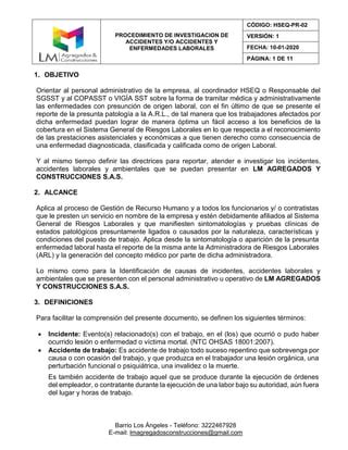 Hseq Pr Procedimiento De Investigaci N De Accidentes Docx