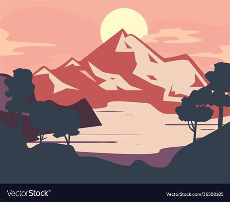 Landscape mountain and trees design Royalty Free Vector