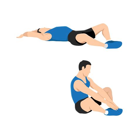 Man Doing The Frog Sit Up Exercise Flat Vector Illustration Isolated