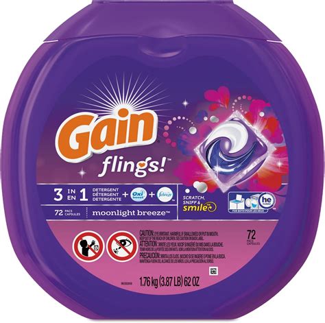 Gain 86792Ct Flings Detergent Pods Original 0 06 Pac 72 Container 4