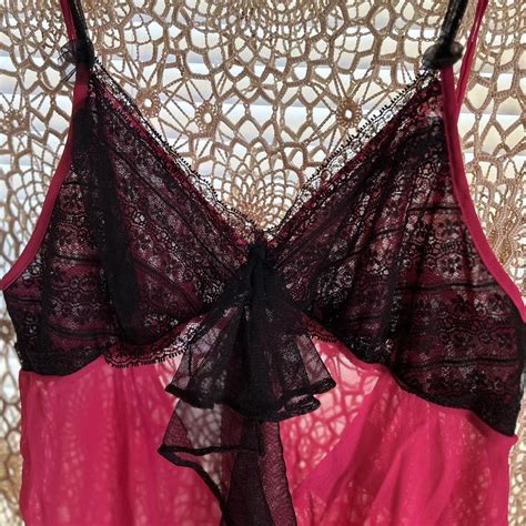 Sheer Pink And Black Betsey Johnson Lingerie Top Depop