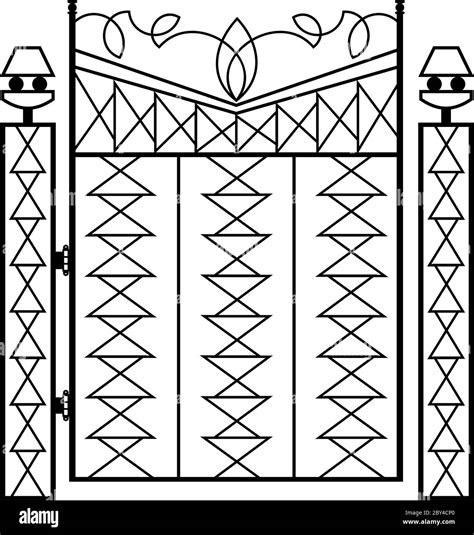 Wrought Iron Gate Pillar Vector Illustration Stock Vector Image Art