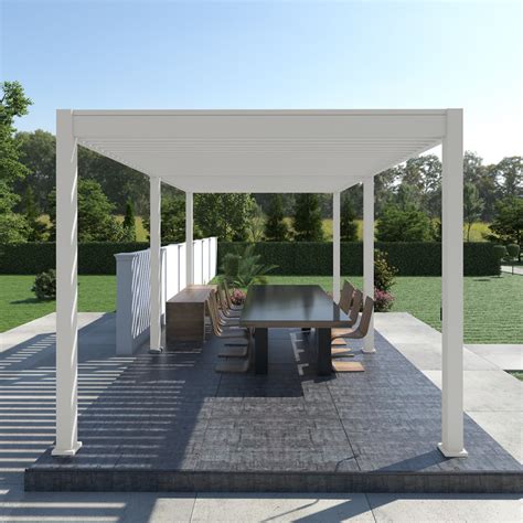 Pergola Autoportante En Alu Blanc Avec Lames Orientable X M Ombrea