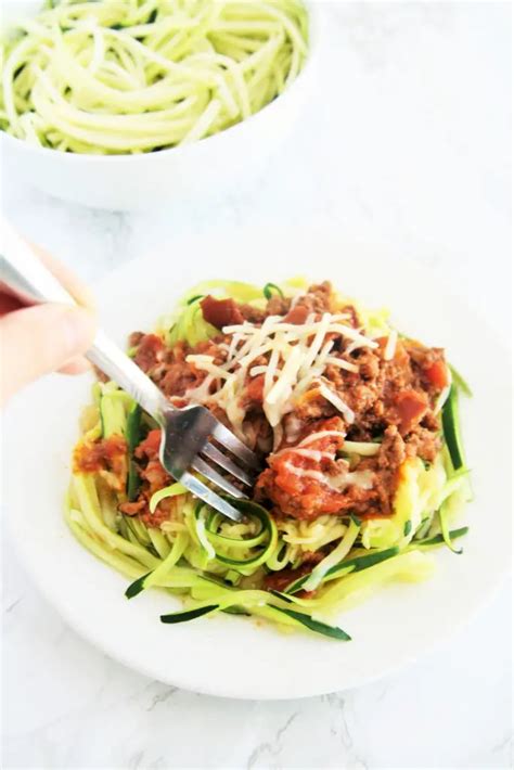 Zucchini Noodles with Quick Bolognese Sauce - The Tasty Bite