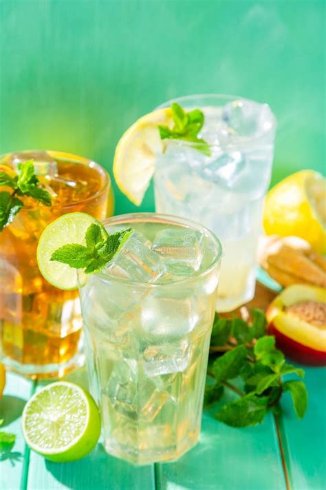 Summer Drinks - Selection of Iced Tea Refreshments Stock Photo - Image ...