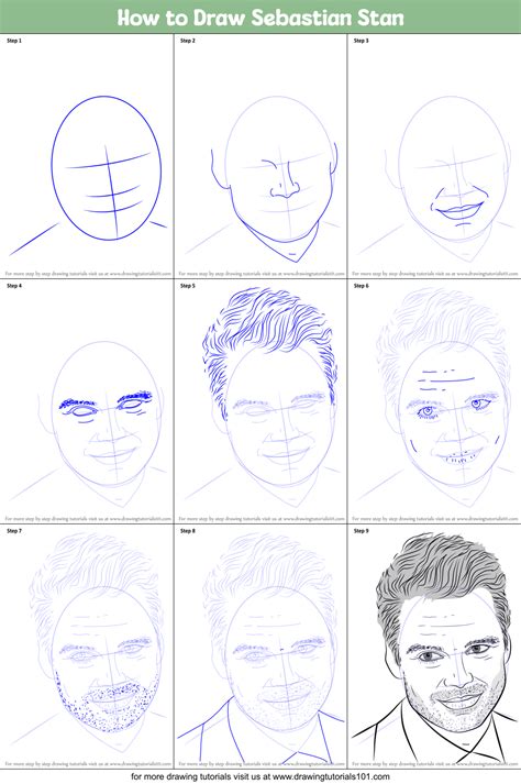 How To Draw Sebastian Stan Printable Step By Step Drawing Sheet