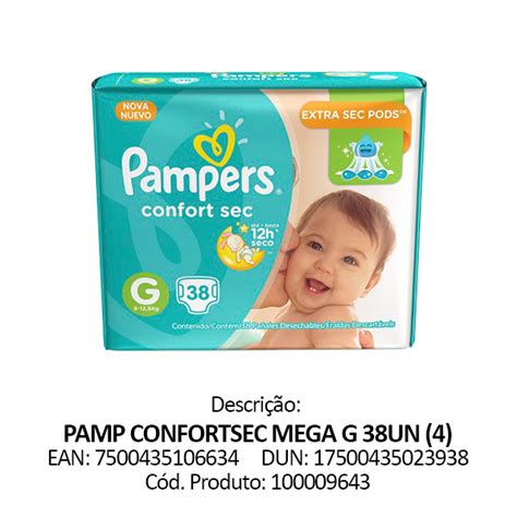 Fralda Pampers Confort Sec Mega G 38 Unidades Na Drogaria Cristal Online