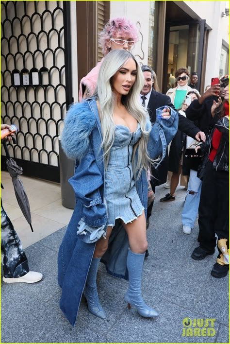 Megan Fox Channels Britney Spears In Denim Dress While Out With Machine