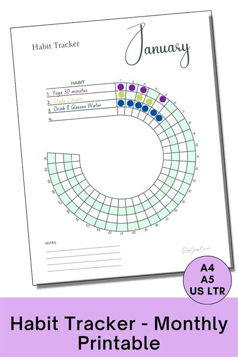 Printable Circular Habit Trackers Monthly Track Daily Habits Etsy